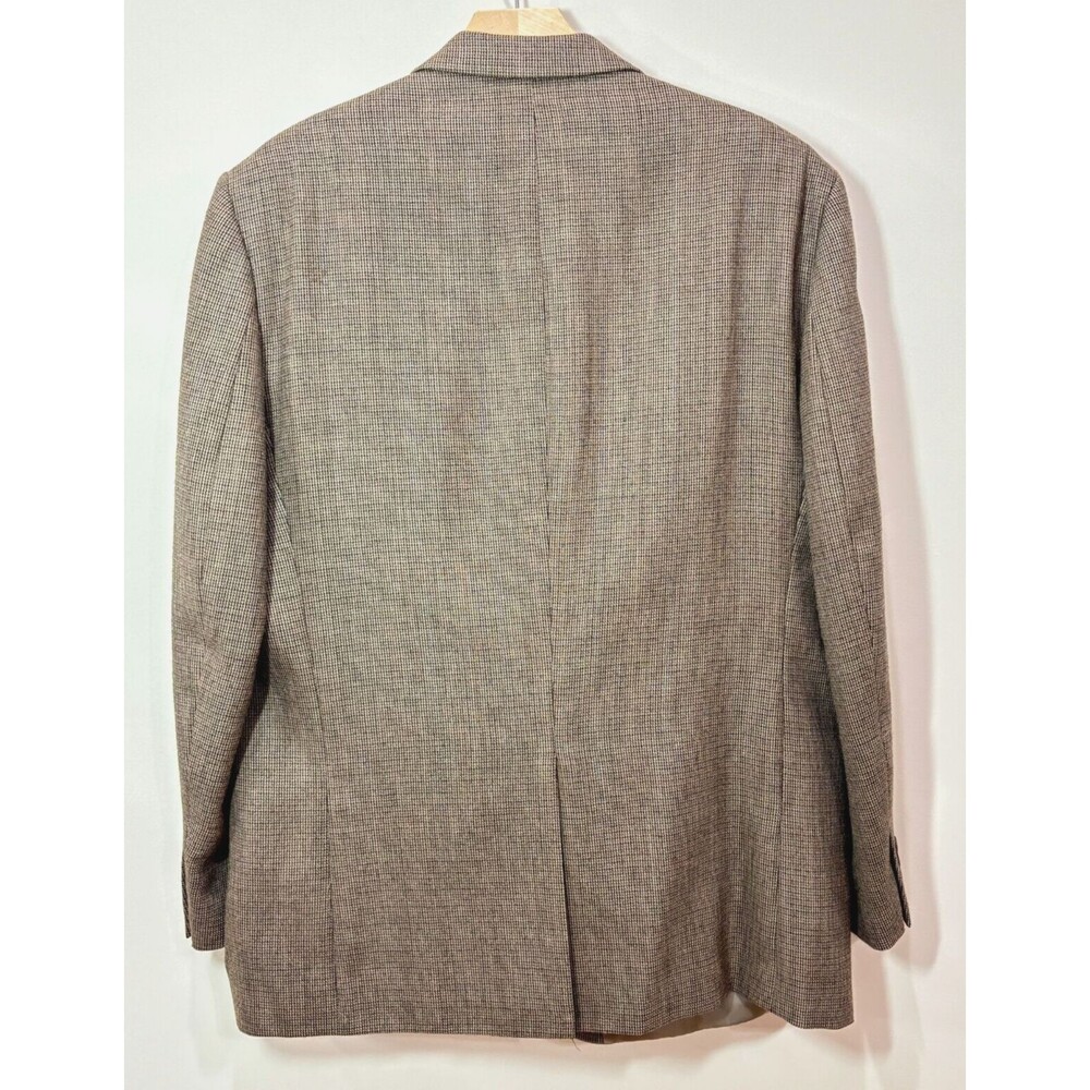 Chaps Ralph Lauren Men's Brown Check 100% Wool Sport Coat Blazer 48L 2-Button - Picture 6 of 14